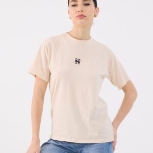 H logo t-shirt in creamy latte beige