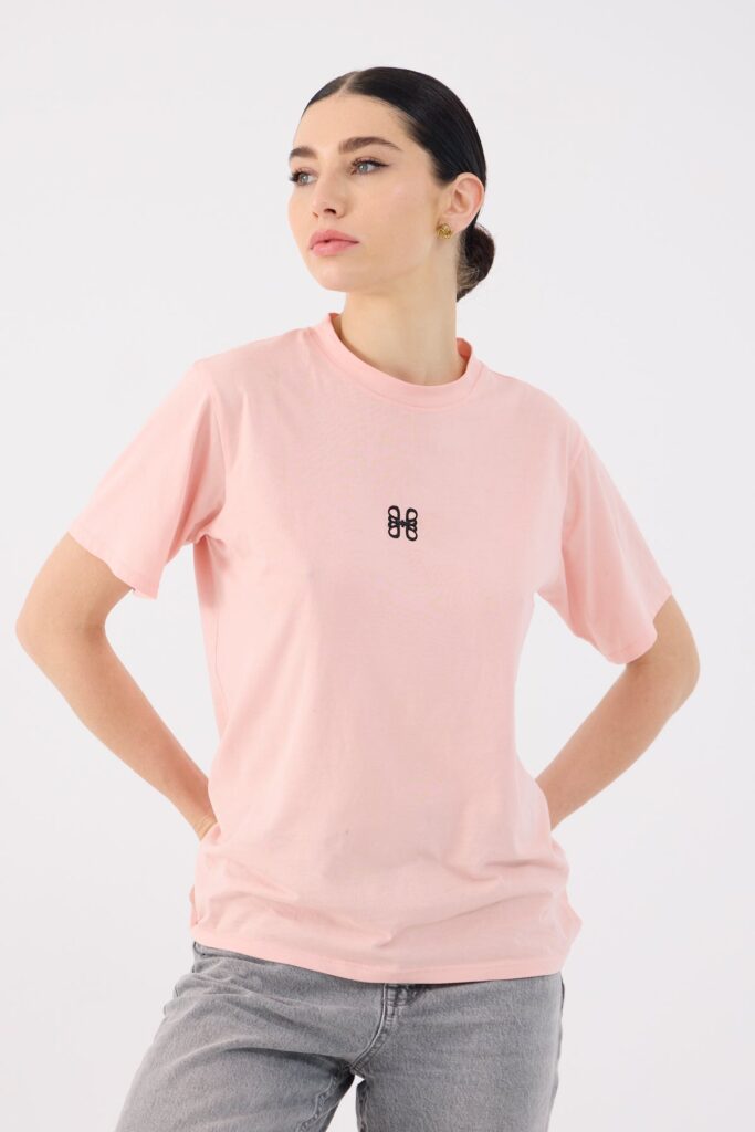 H logo t-shirt in doll pink