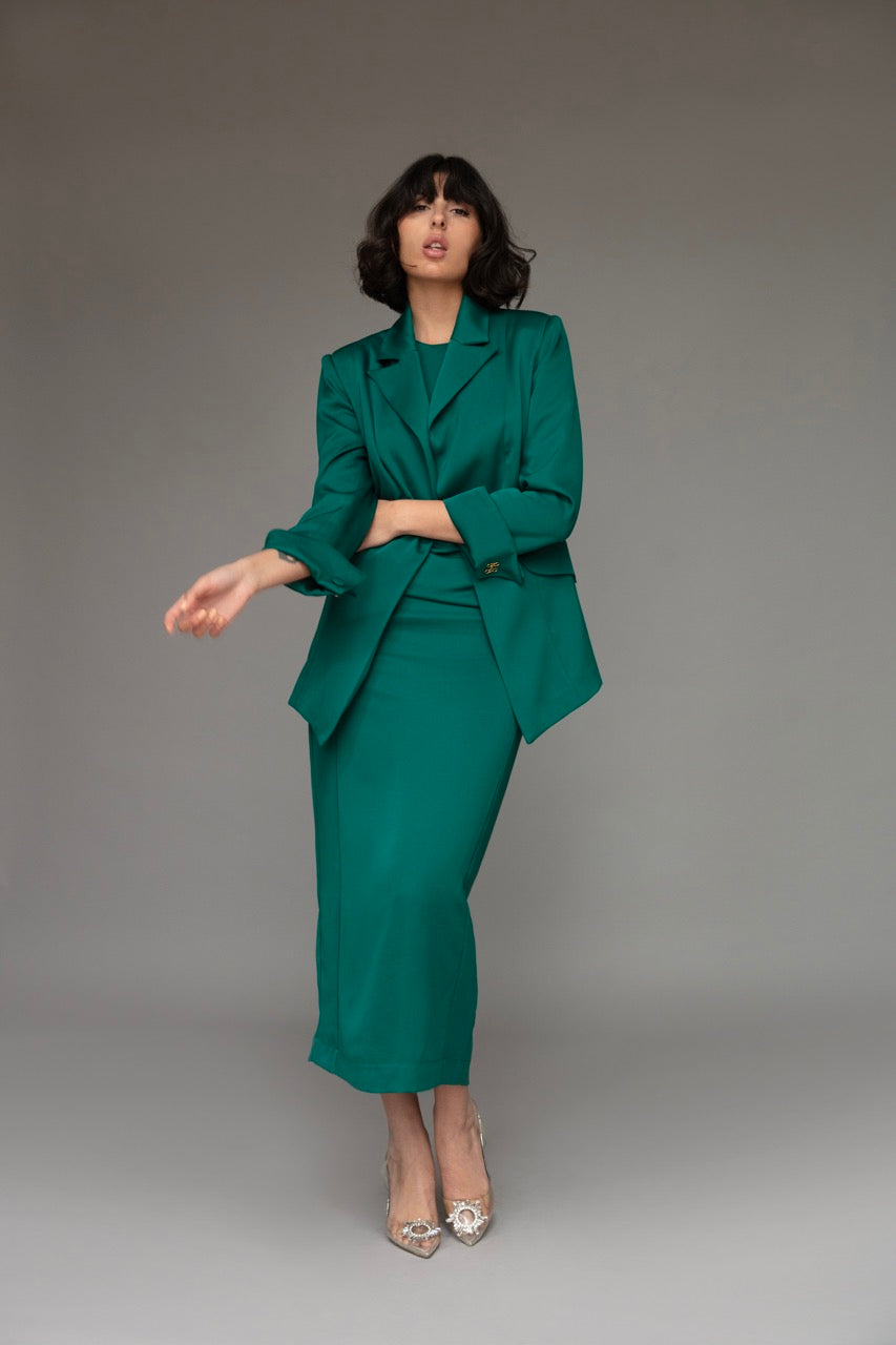 Marilyn Pencil Dress in Emerald Green - Image 3