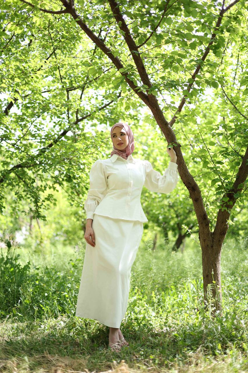 Dana Poplin Set in Pearl White