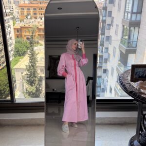 Noor midi dress in rose bonbon