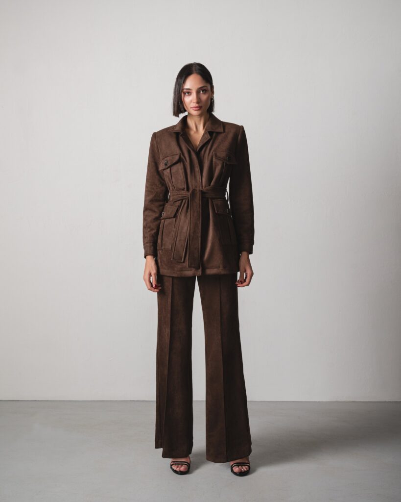 Laila Suede Set in Chocolate Brown
