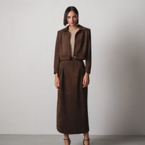 Mira Suede Set in Chocolate Brown
