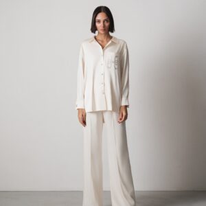 Zeina Off-White Satin Set