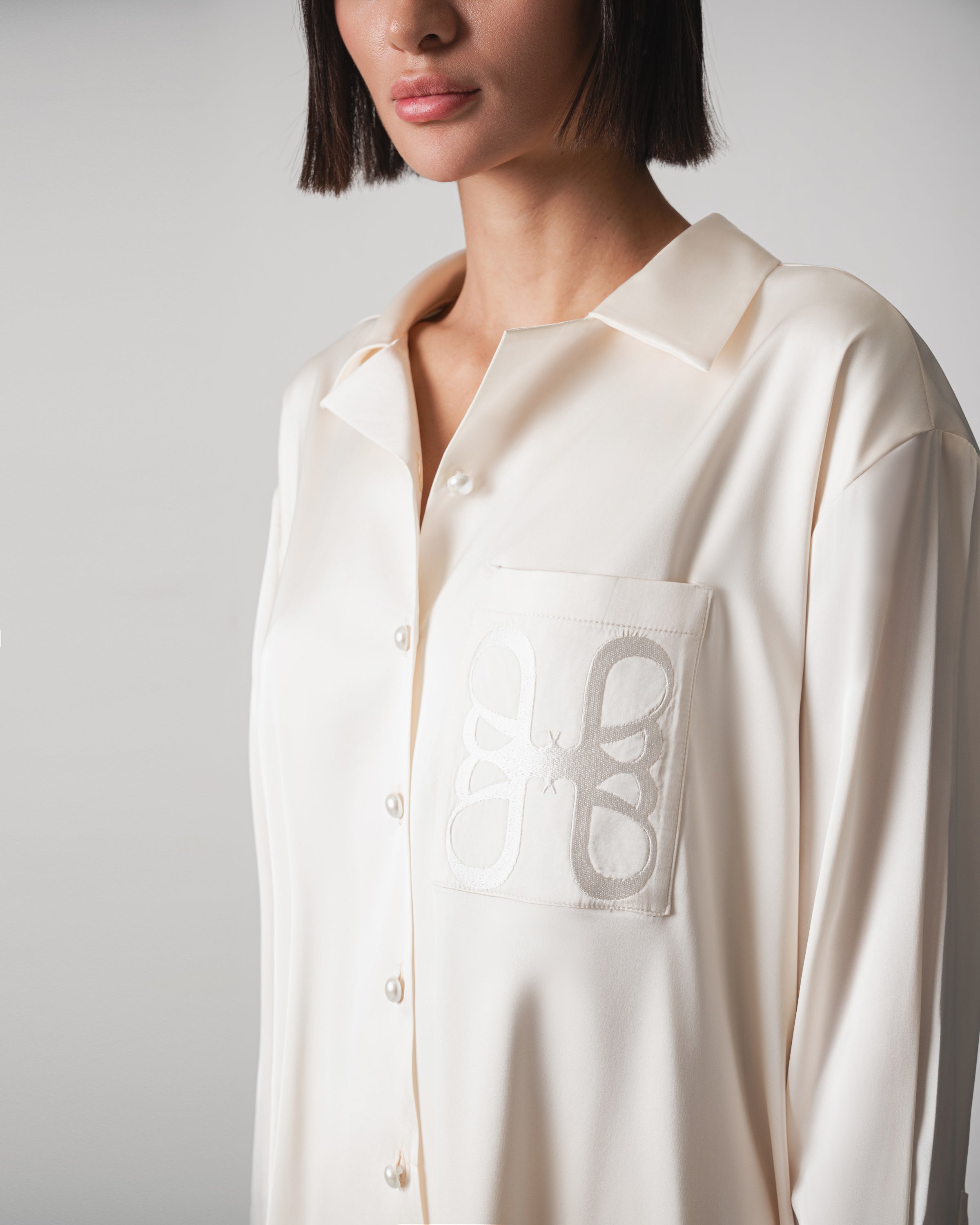 Zeina Off-White Satin Set - Image 3
