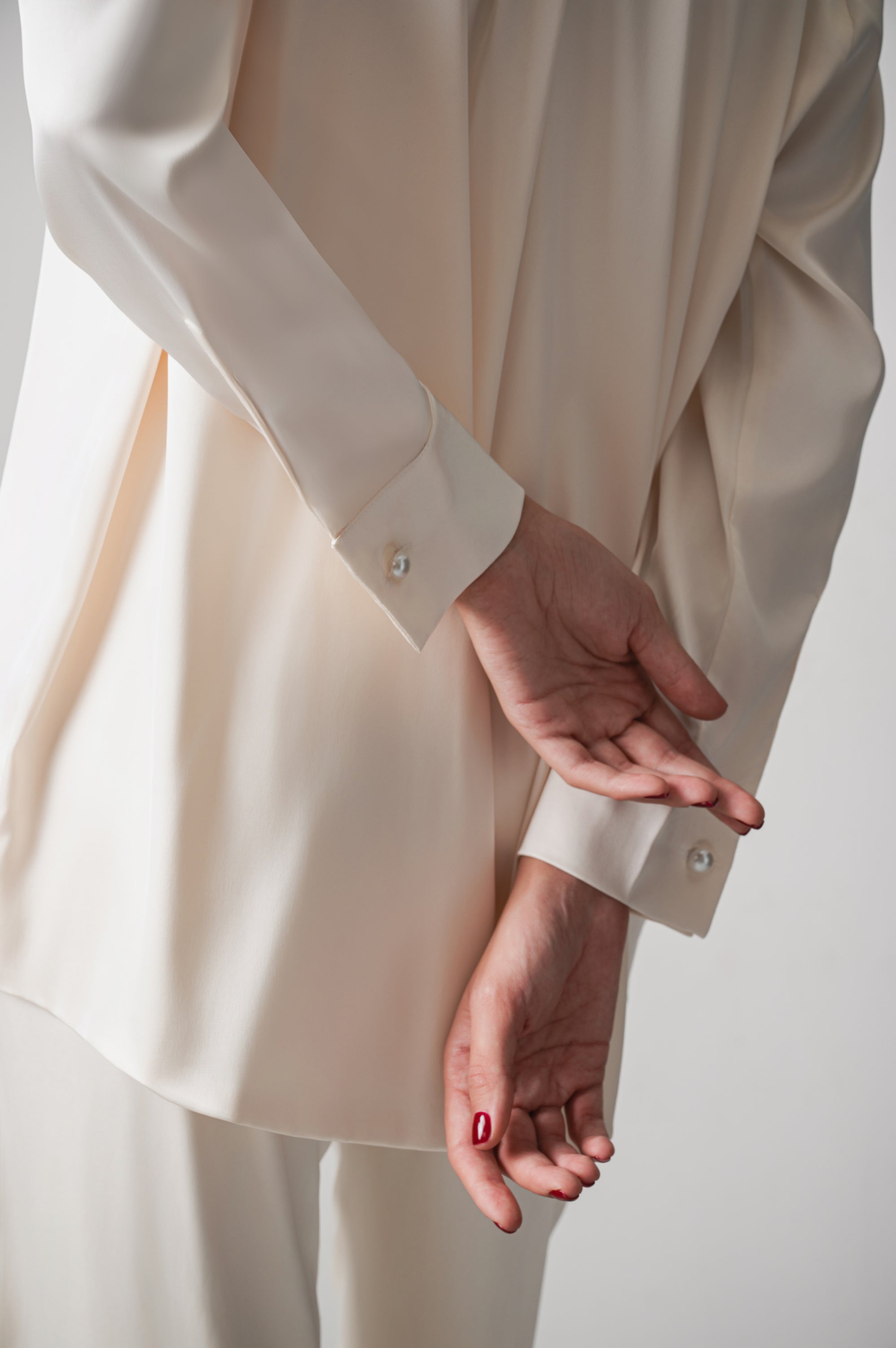 Zeina Off-White Satin Set - Image 6