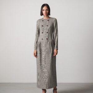 Jana Plaid Dress in Brown