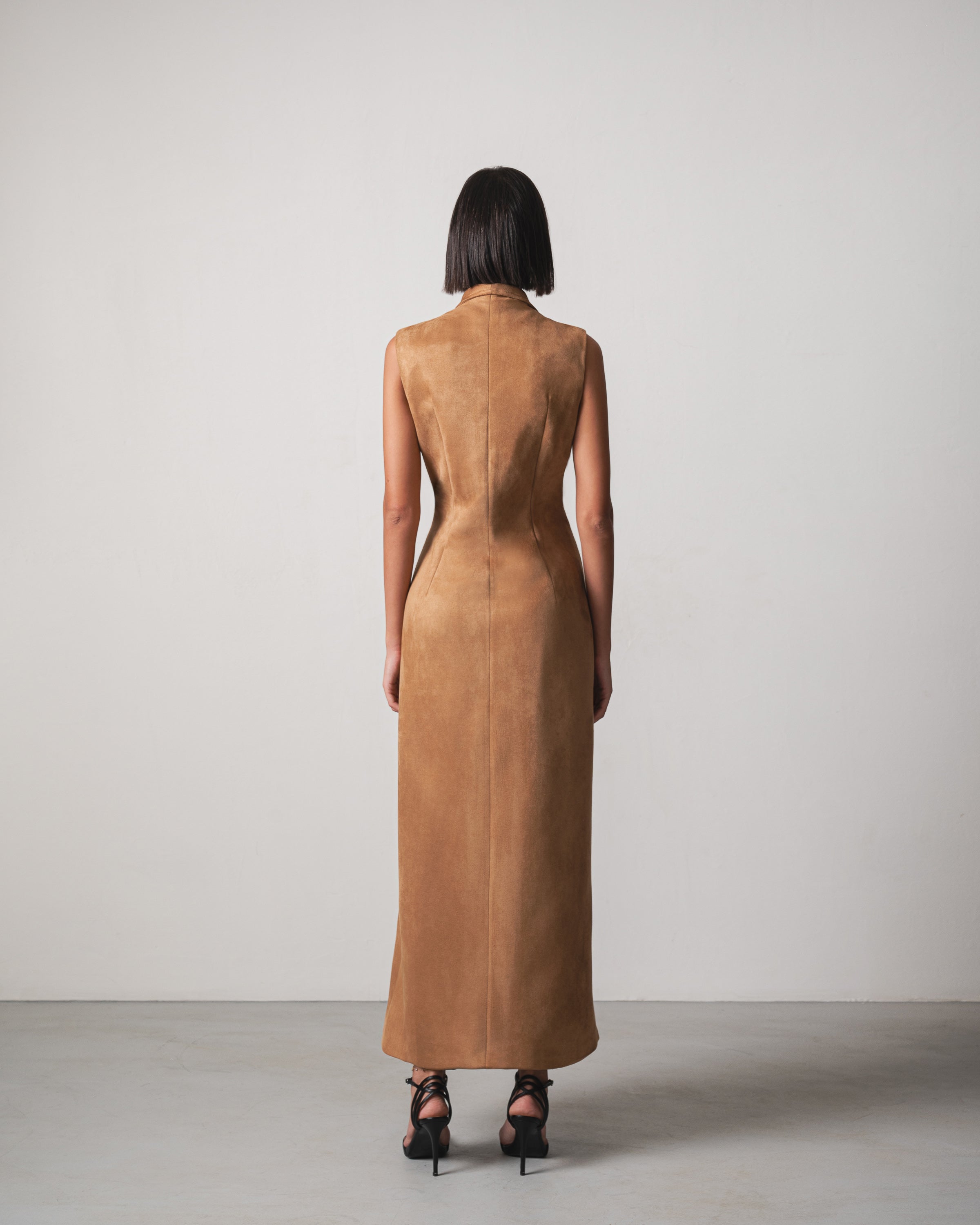 Luna Suede Dress in Light Brown - Image 3