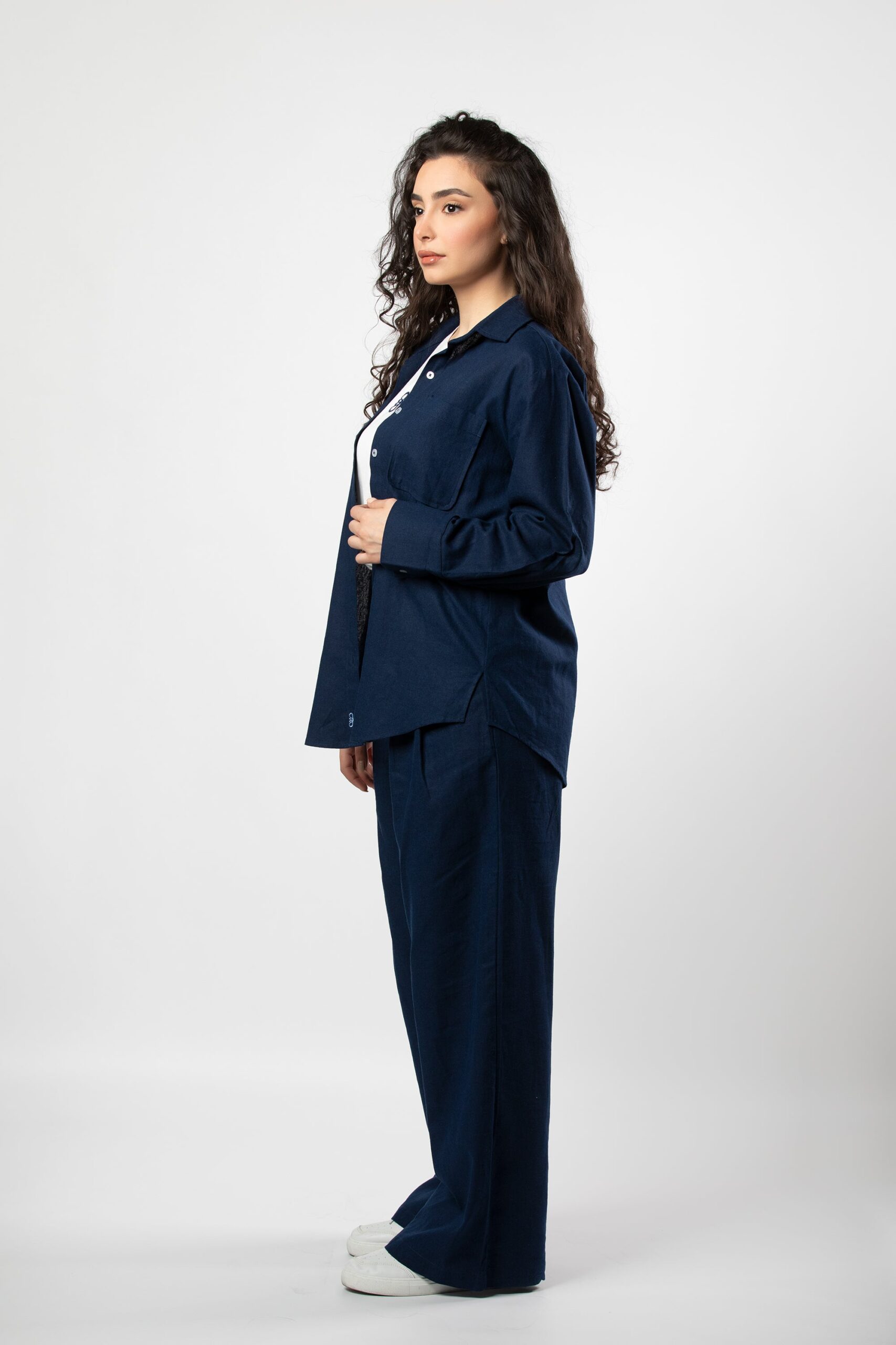 Nasma linen set in navy blue - Image 3