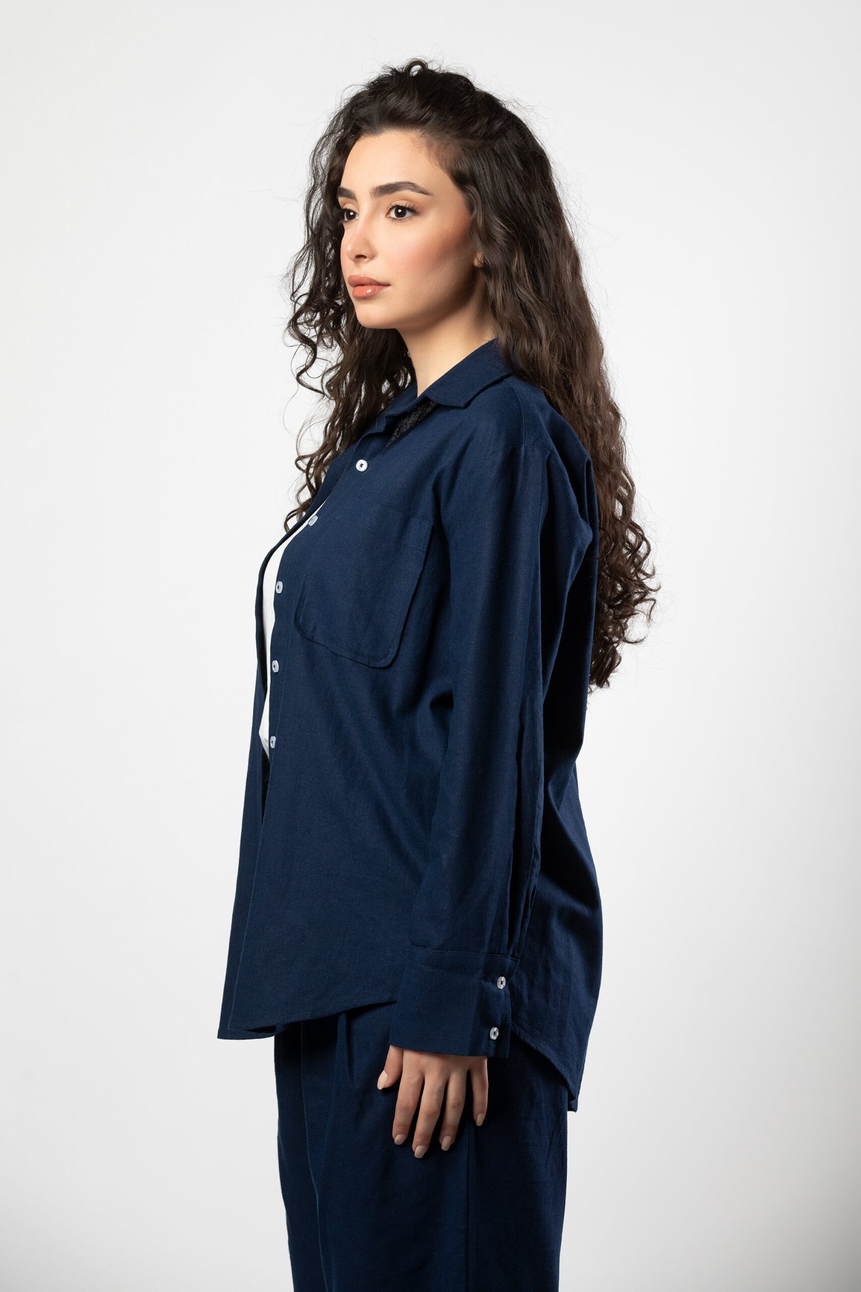 Nasma linen set in navy blue - Image 4
