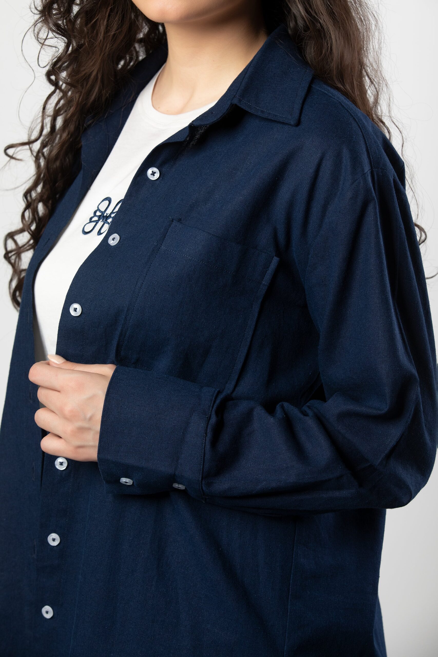 Nasma linen set in navy blue - Image 5