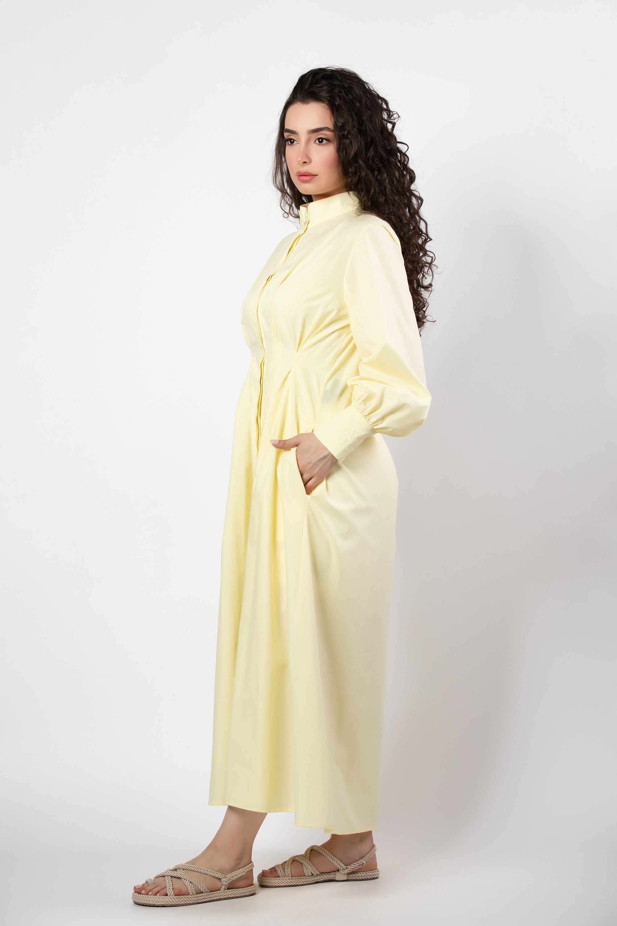 Noor midi dress in butter yellow - Image 5
