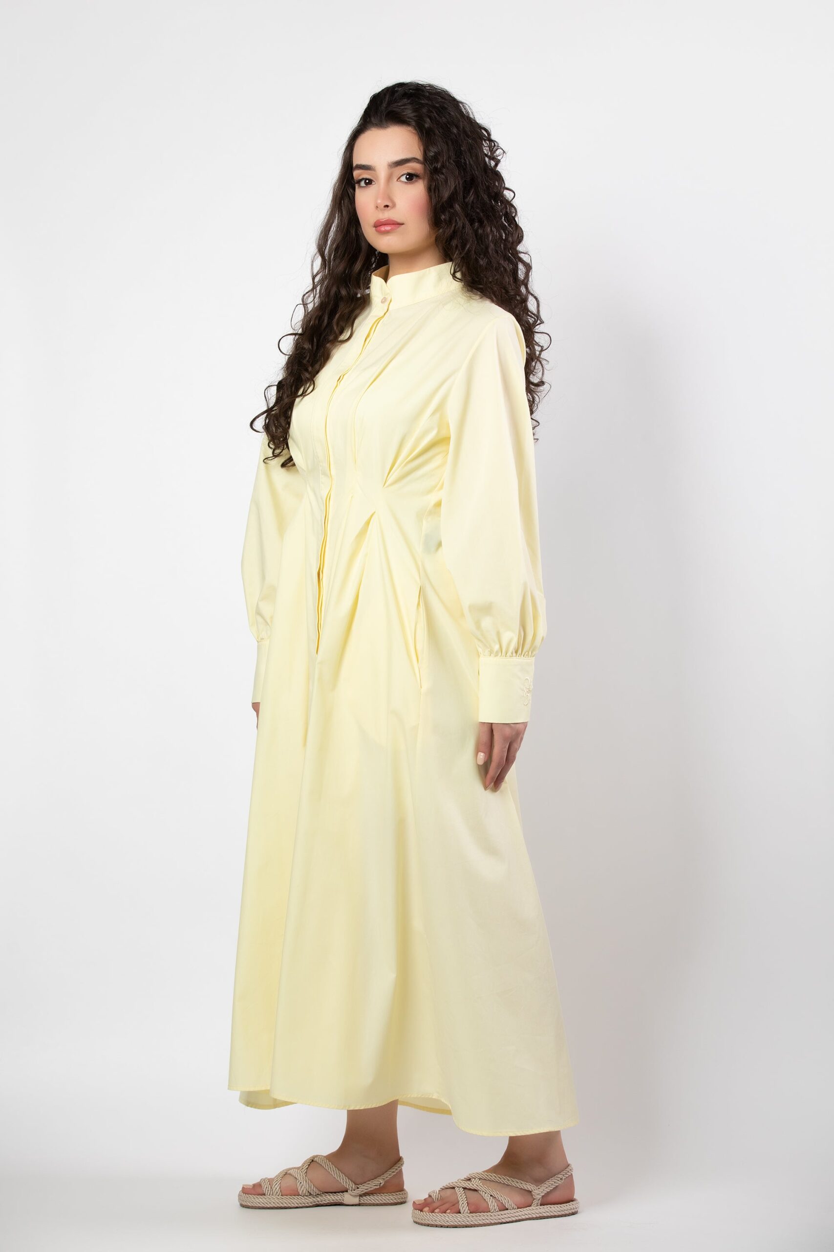Noor midi dress in butter yellow - Image 6