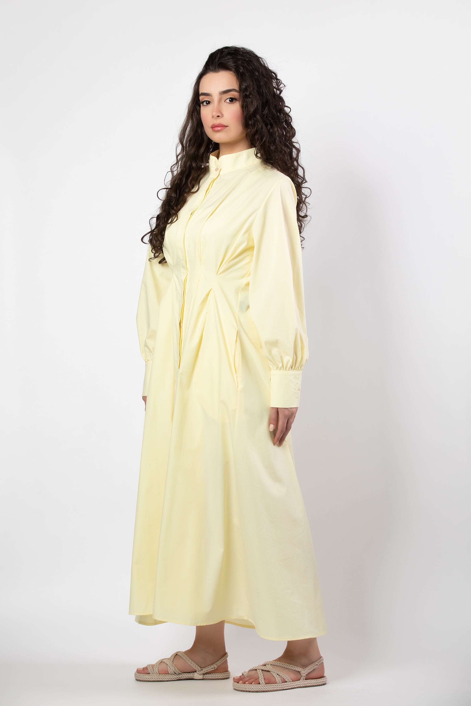 Noor midi dress in butter yellow - Image 6