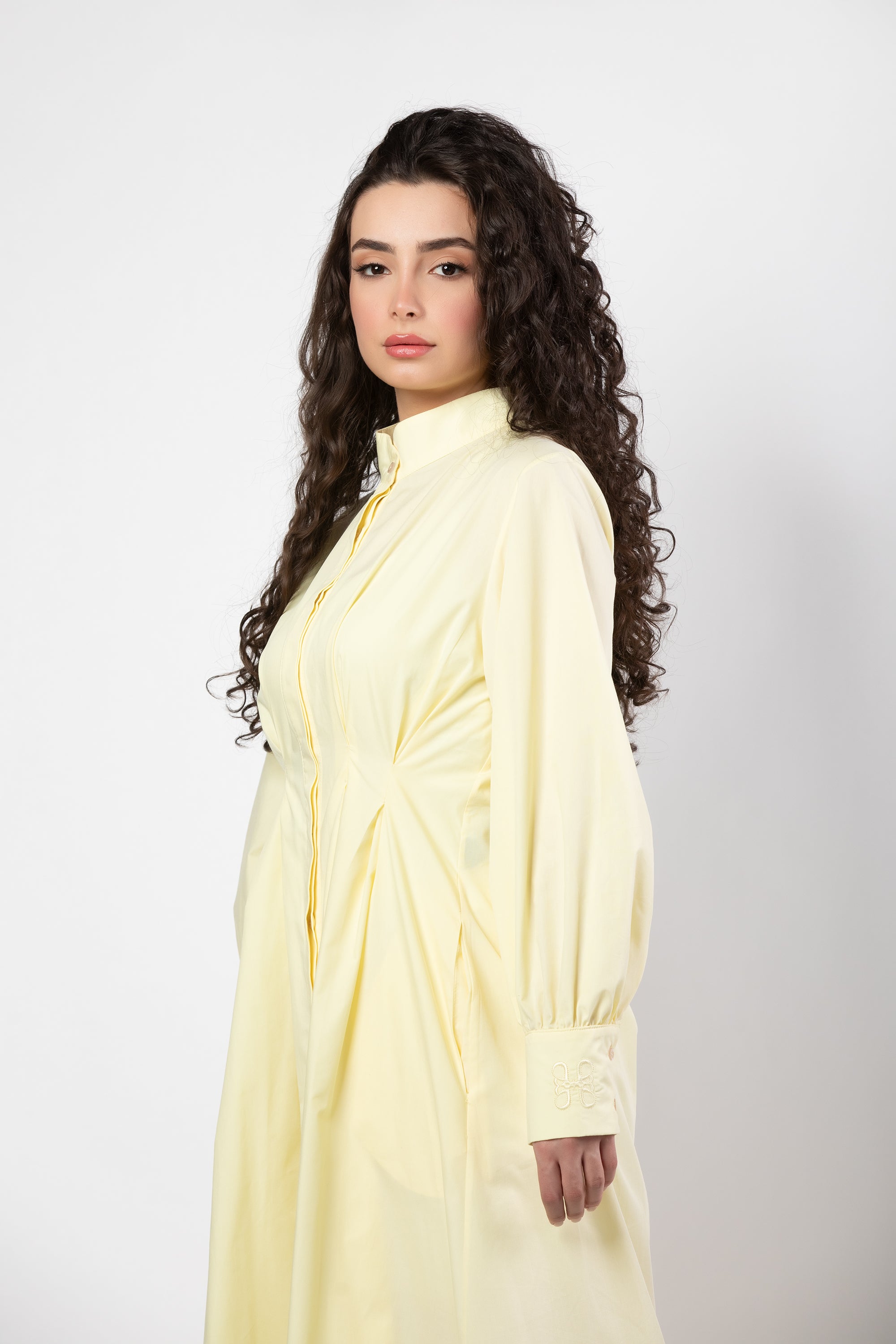 Noor midi dress in butter yellow - Image 7