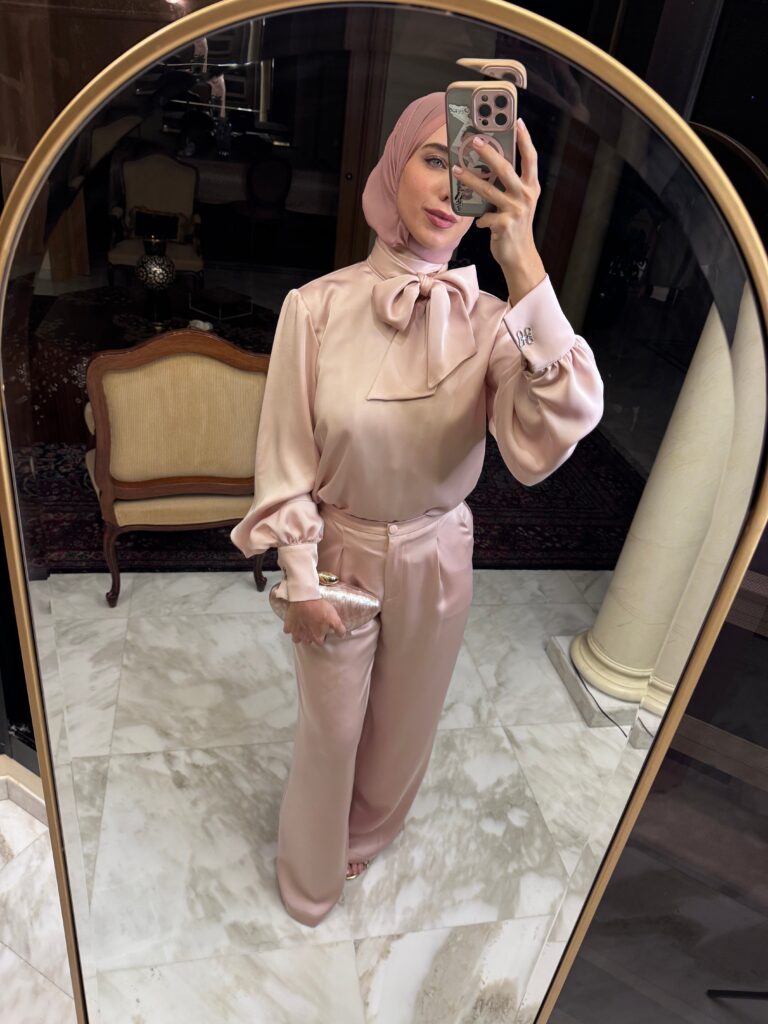 Salwa Satin Set in baby pink